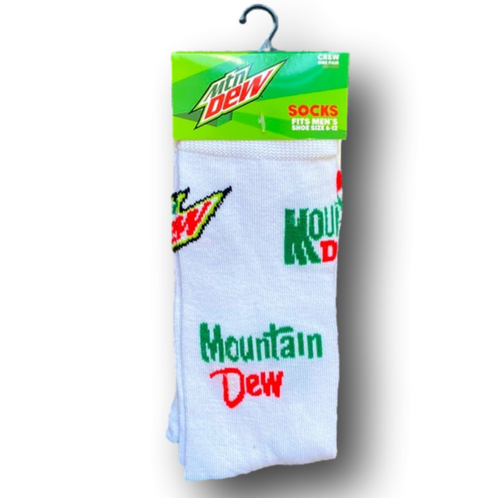 3/$20 Mountain Dew Retro Soda Logo Funny Novelty Crew Socks - Brand New